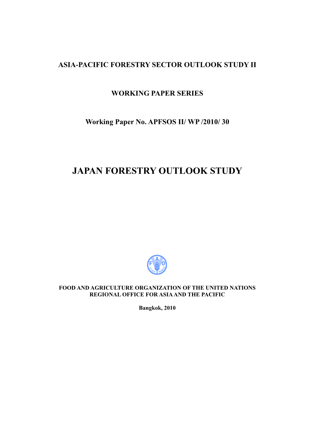 Japan Forestry Outlook Study