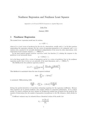 Nonlinear Regression and Nonlinear Least Squares
