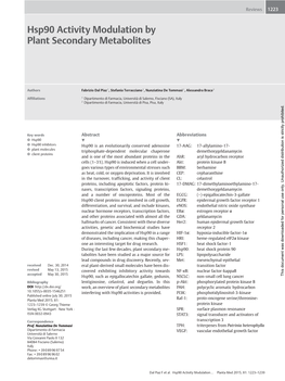 Hsp90 Activity Modulation by Plant Secondary Metabolites