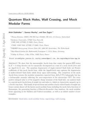 Quantum Black Holes, Wall Crossing, and Mock Modular Forms Arxiv
