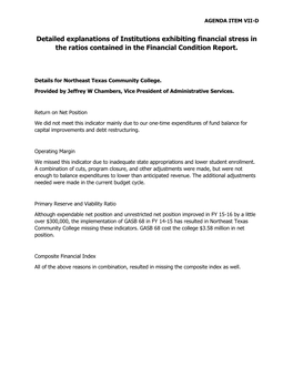 VII-D Handout Detailed Explanations of Institutions Exhibiting Financial Stress