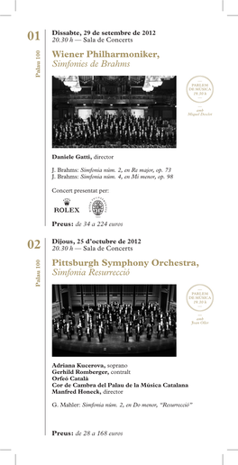 Wiener Philharmoniker, Simfonies De Brahms Pittsburgh Symphony
