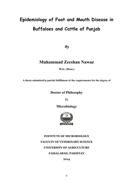 Epidemiology of Foot and Mouth Disease in Buffaloes and Cattle Of
