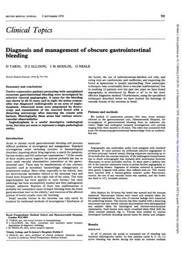 Diagnosis and Management of Obscure Gastrointestinal Bleeding