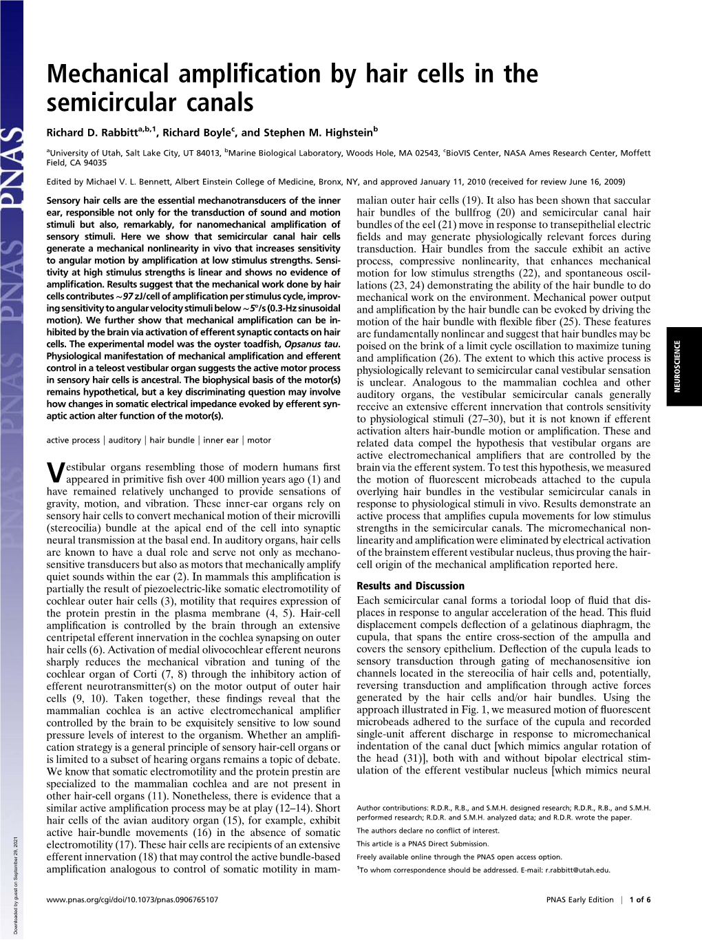 Mechanical Amplification by Hair Cells in the Semicircular Canals