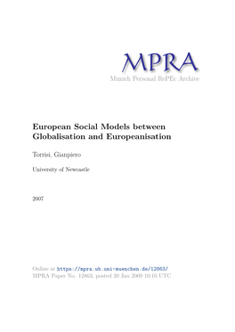 European Social Models Between Globalisation and Europeanisation