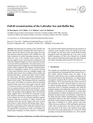 Full-Fit Reconstruction of the Labrador Sea and Baffin