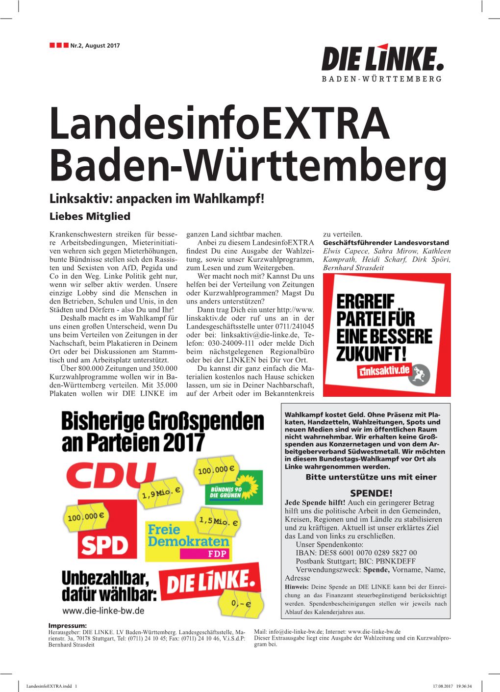 Landesinfoextra Baden-Württemberg Linksaktiv: Anpacken Im Wahlkampf! Liebes Mitglied