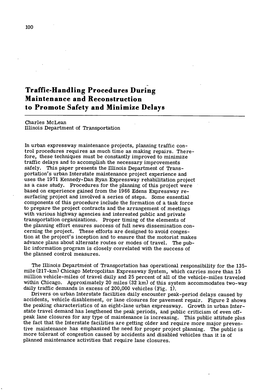 Traffic-Handling Procedures During Maintenance and Reconstruction to Promote Safety and Minimize Delays