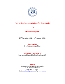 International Summer School for Jain Studies 2018 (Winter Program)