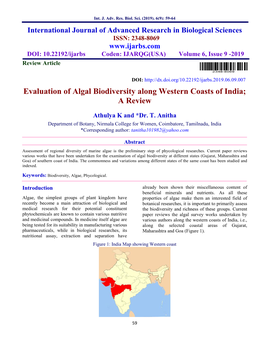 Evaluation of Algal Biodiversity Along Western Coasts of India; a Review