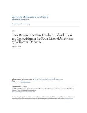 Book Review: the New Freedom: Individualism and Collectivism In