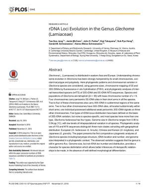 Rdna Loci Evolution in the Genus Glechoma (Lamiaceae)