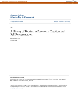A History of Tourism in Barcelona: Creation and Self-Representation Lillian Parks Reid Scripps College