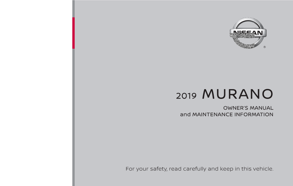 2019 Nissan Murano | Owner's Manual and Maintenance Information