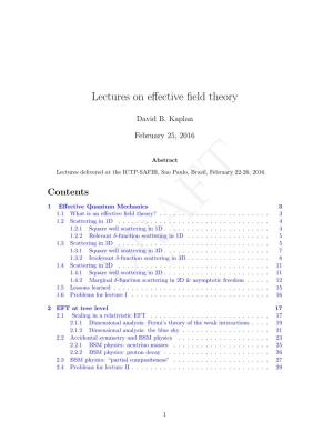 Lectures on Effective Field Theory