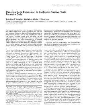 Directing Gene Expression to Gustducin-Positive Taste Receptor Cells