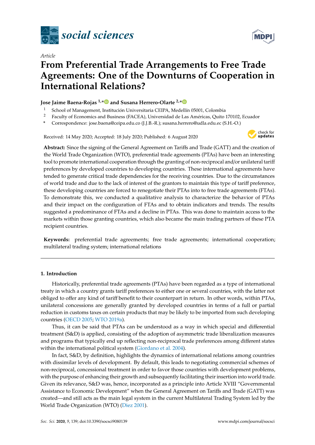 From Preferential Trade Arrangements to Free Trade Agreements: One of the Downturns of Cooperation in International Relations?