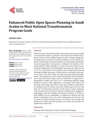 Enhanced Public Open Spaces Planning in Saudi Arabia to Meet National Transformation Program Goals
