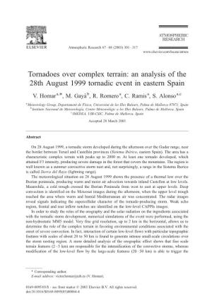 An Analysis of the 28Th August 1999 Tornadic Event in Eastern Spain