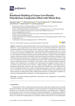 Rotational Molding of Linear Low-Density Polyethylene Composites Filled with Wheat Bran