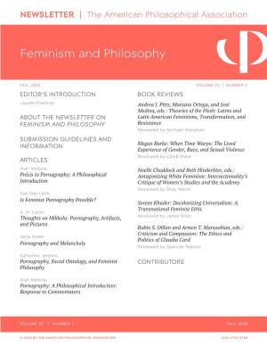 APA Newsletter on Feminism and Philosophy, Vol. 20, No. 2 (Fall 2020)