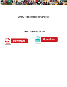 Embry Riddle Baseball Schedule