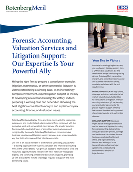 Forensic Accounting, Valuation Services and Litigation Support: Your Key to Victory