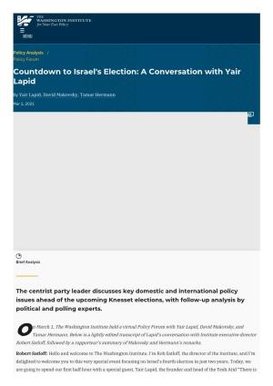 Countdown to Israel's Election: a Conversation with Yair Lapid | The