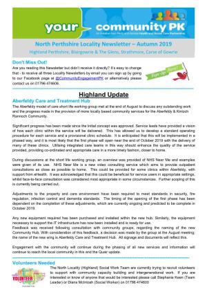 Highland Update North Perthshire Locality Newsletter – Autumn 2019