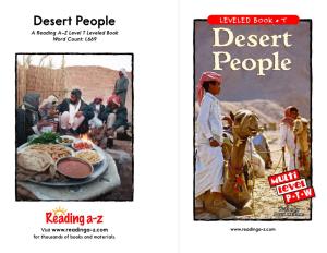 Desert People LEVELED BOOK • T a Reading A–Z Level T Leveled Book Word Count: 1,669 Desertdesert Peoplepeople