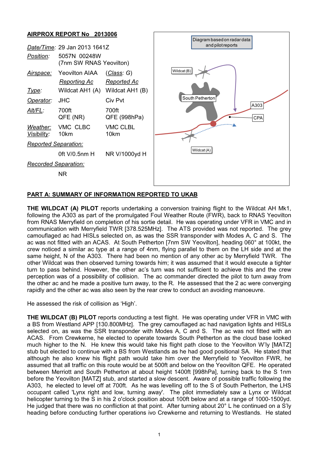 Airprox Report 2013006