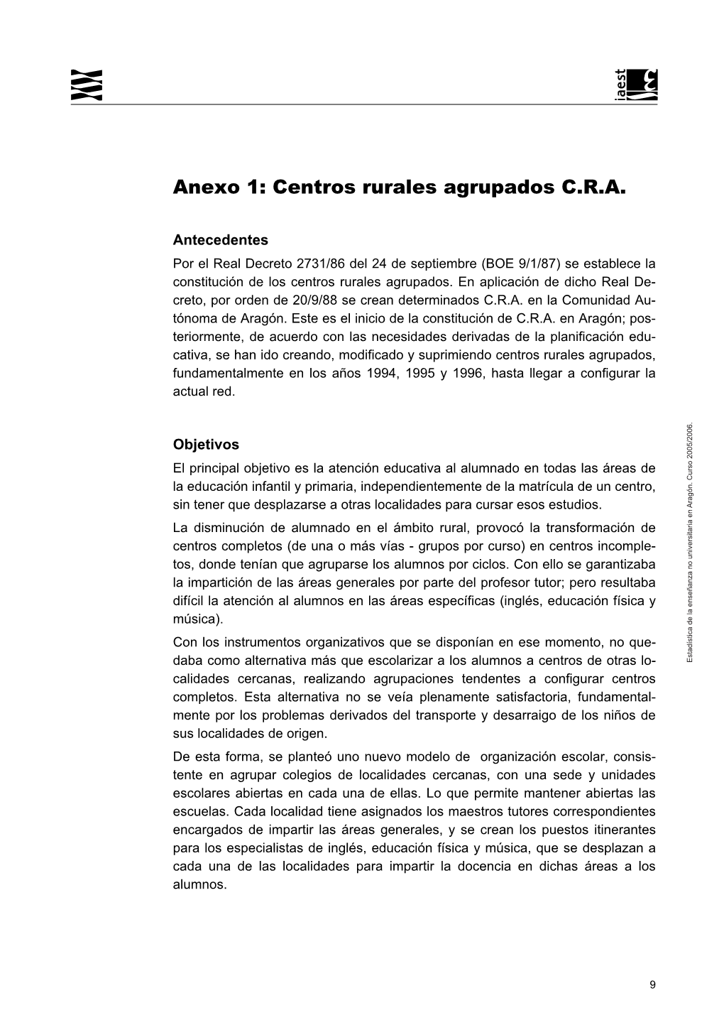 Estadística De La Enseñanza No Universitaria En Aragón, Curso 2005
