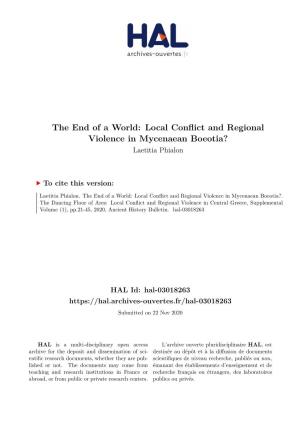 Local Conflict and Regional Violence in Mycenaean Boeotia? Laetitia Phialon