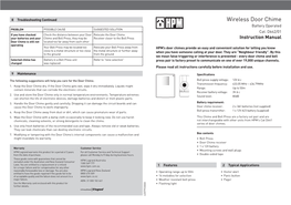 Wireless Door Chime Battery Operated PROBLEM POSSIBLE CAUSE SUGGESTED SOLUTION Cat