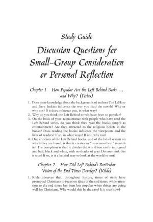 Discussion Questions for Small-Group Consideration Or Personal Reflection