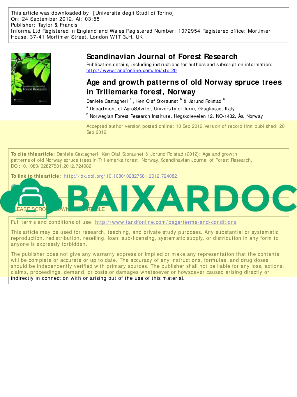 Age and Growth Patterns of Old Norway Spruce Trees in Trillemarka