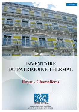 Royat-Chamalières – Inventaire Du Patrimoine Thermal – Route Des Villes D’Eaux Du Massif Central