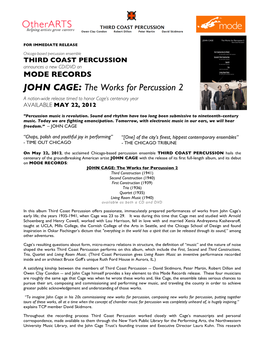 JOHN CAGE: the Works for Percussion 2
