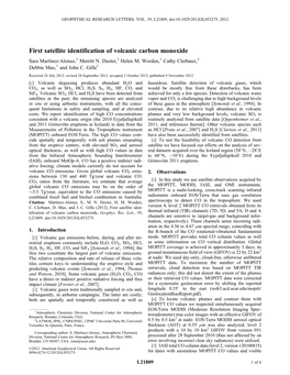 First Satellite Identification of Volcanic Carbon Monoxide Sara Martínez-Alonso,1 Merritt N