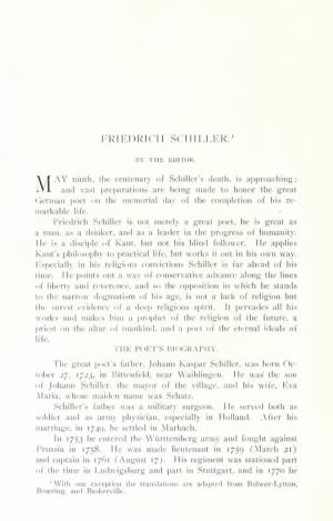 Friedrich Schiller. the Poet's Biography