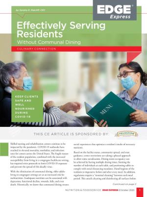 Effectively Serving Residents Without Communal Dining