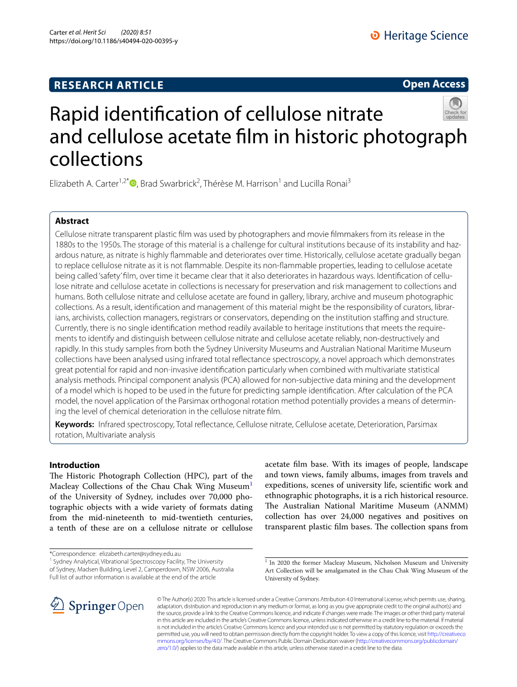 Rapid Identification of Cellulose Nitrate and Cellulose Acetate Film In