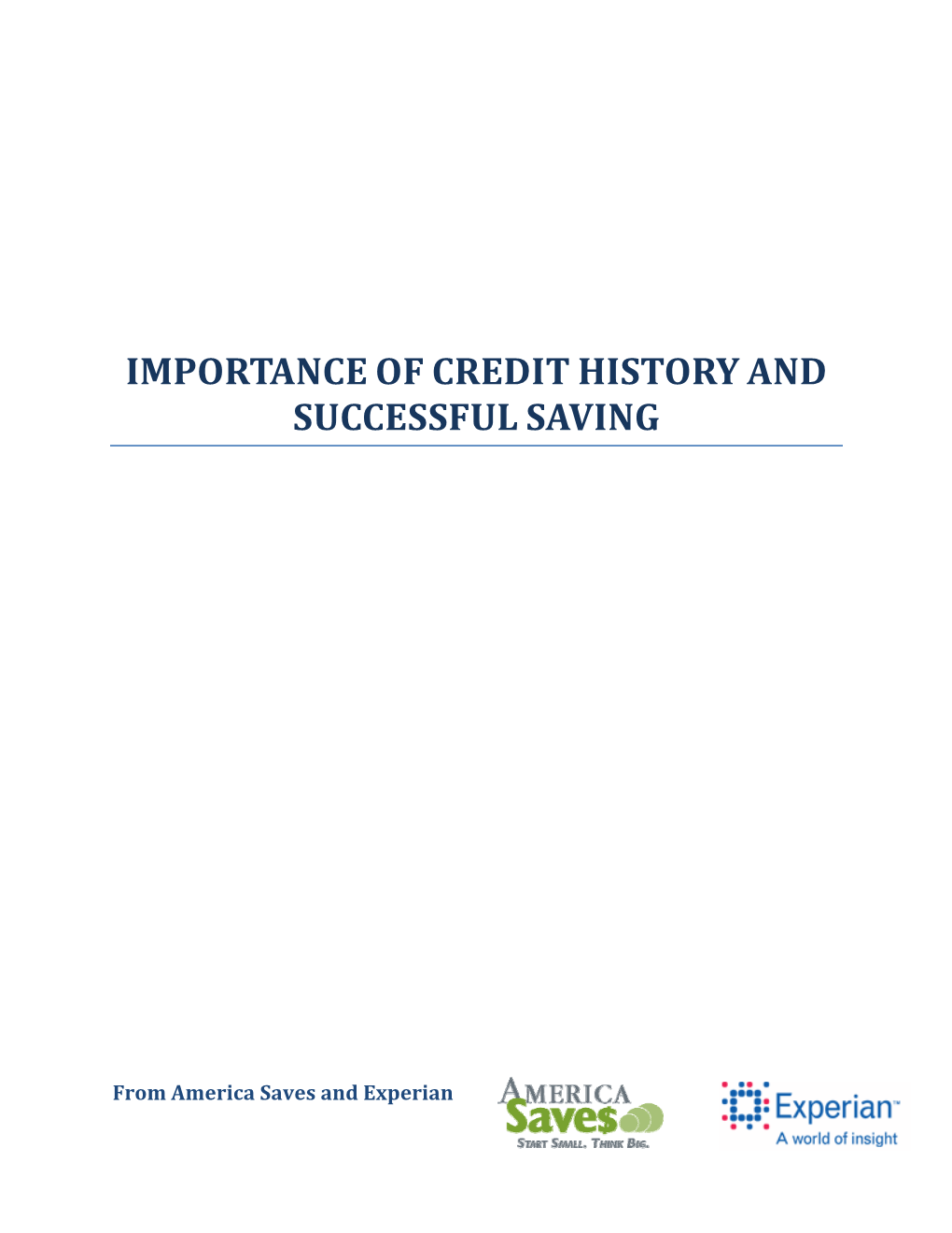 Importance of Credit History and Successful Saving