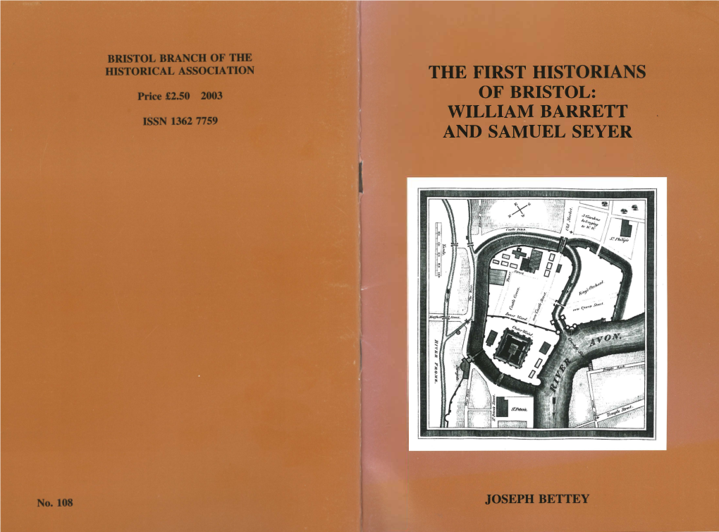 The First Historians of Bristol: William Barrett and Samuel Seyer