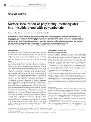 Surface Localization of Poly(Methyl Methacrylate) in a Miscible Blend with Polycarbonate