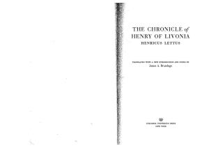 The Chronicle Henry of Livonia