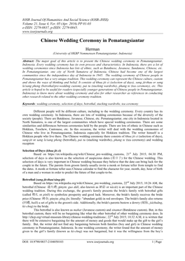 Chinese Wedding Ceremony in Pematangsiantar