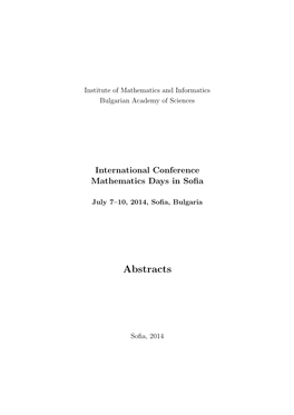 International Conference Mathematics Days in Sofia