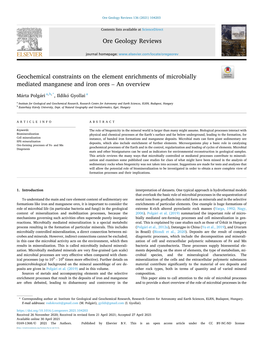 Geochemical Constraints on the Element Enrichments of Microbially Mediated Manganese and Iron Ores – an Overview